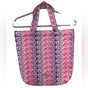 Simply Southern Quilted Scallop Tote Bag Pink Seashell Pattern Snap Closure